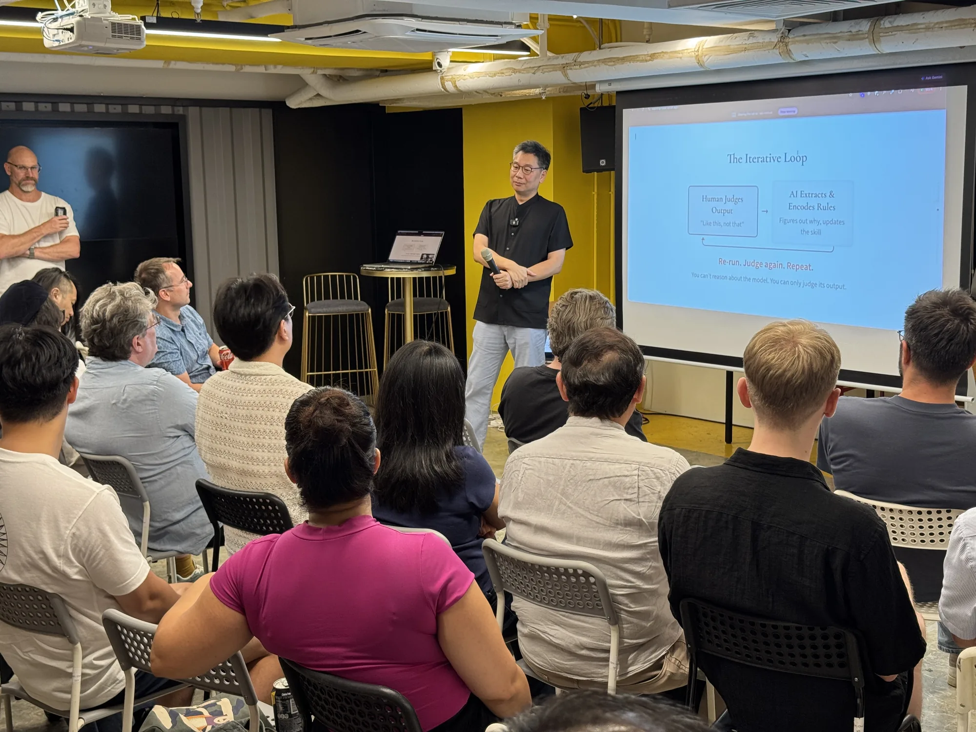 The Iterative Loop slide on screen, audience seated in the foreground